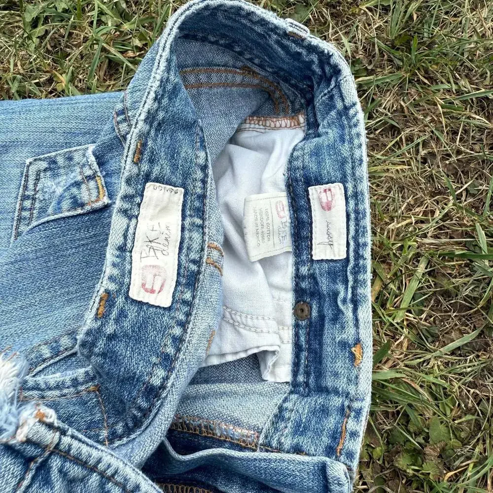 BKE Denim Mens Flare Leg Jeans Medium Wash Distressed